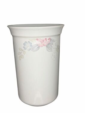 Pfaltzgraff Wyndham Utensil Holder Crock Floral Stoneware USA 6.5”